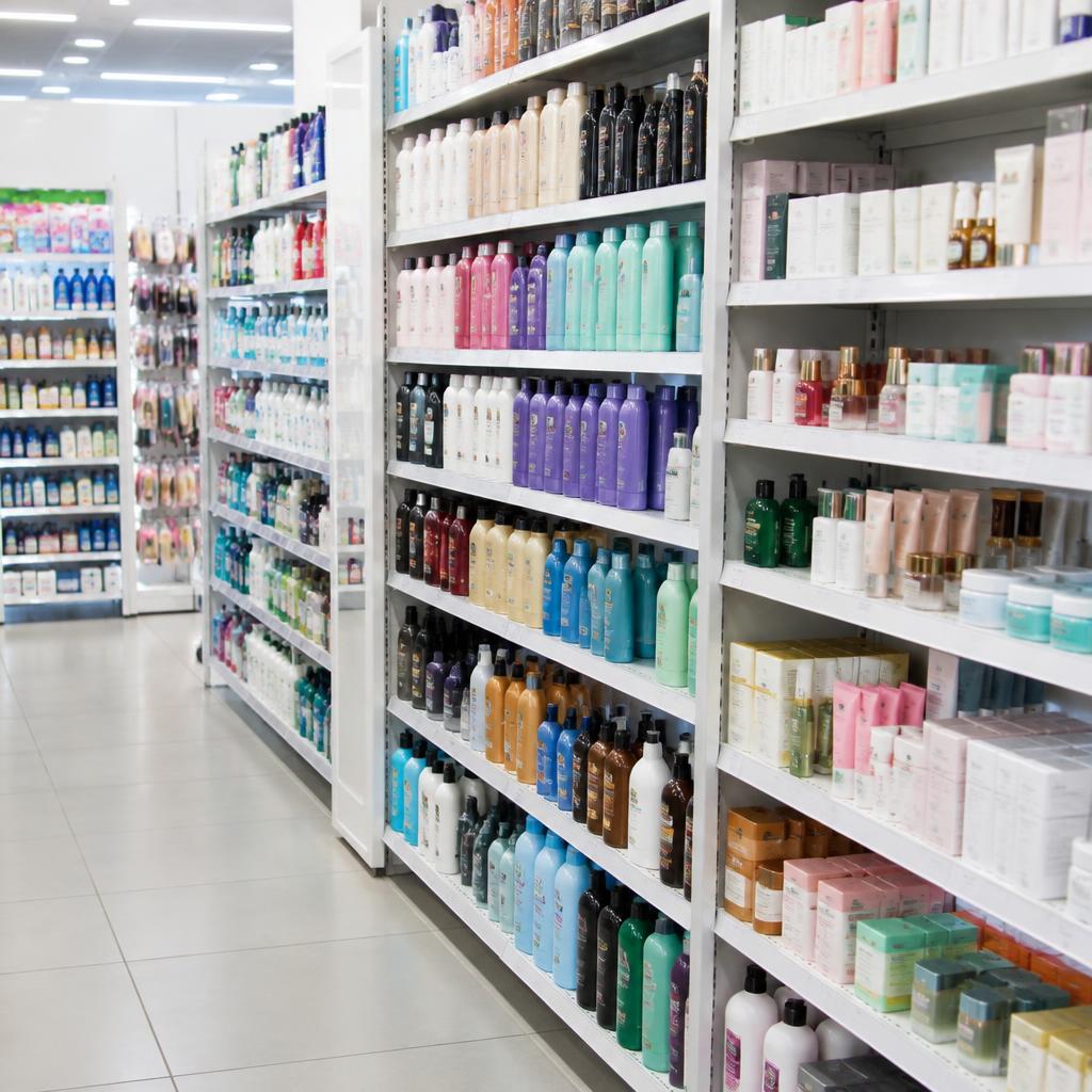 Store shelves stocked with health and beauty products